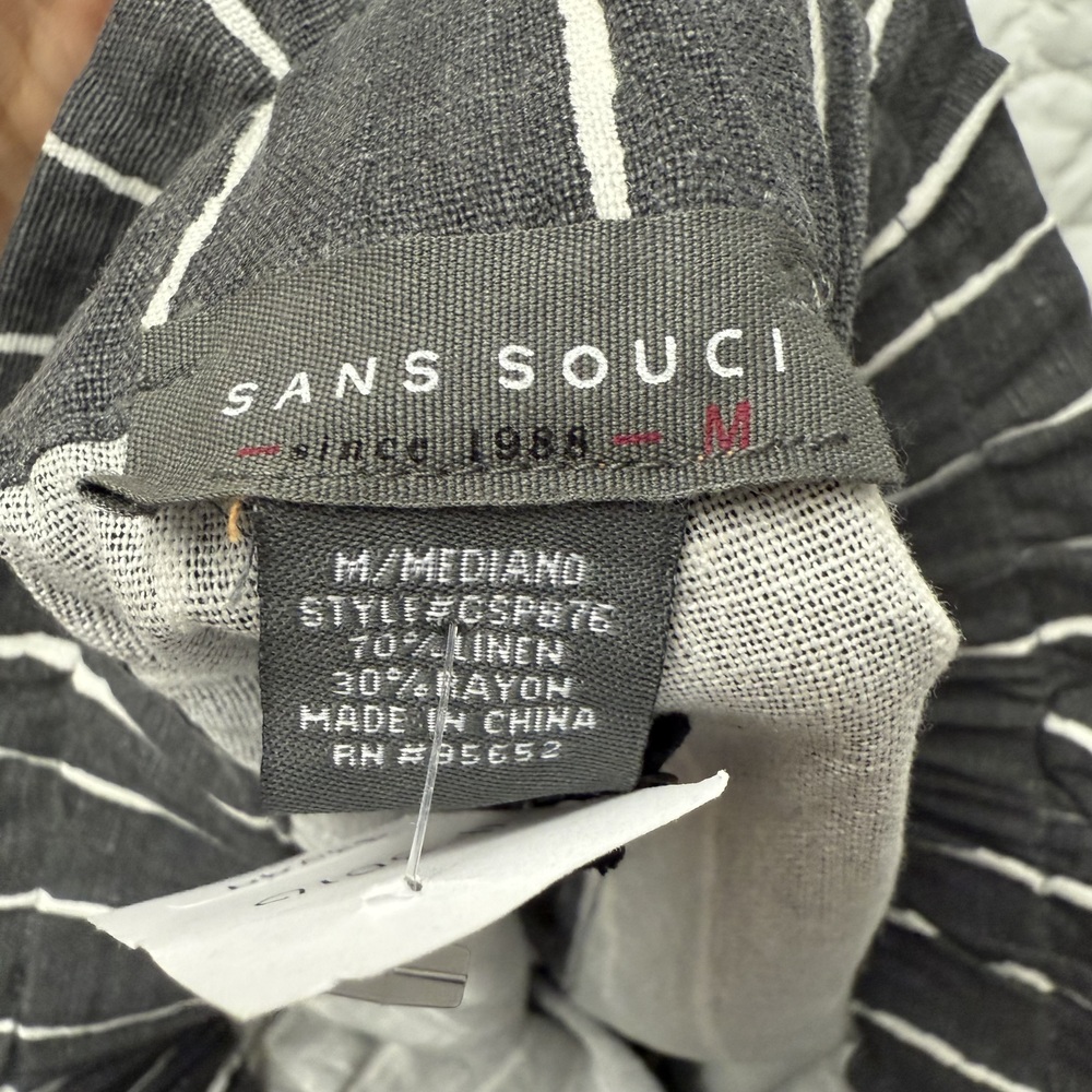 NWT Sans Souci Striped Linen Blend Paperbag Shorts Medium - Picture 6 of 7